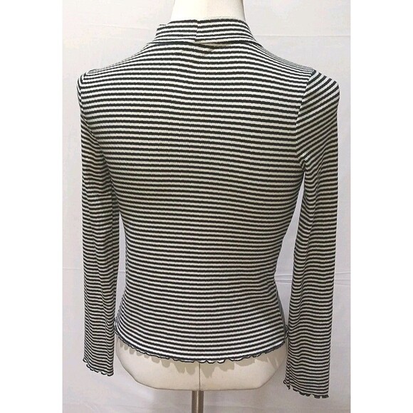 SO Women's Black & White Striped Mock Neck Long Sleeve Tee XL 14/16 - Picture 3 of 12